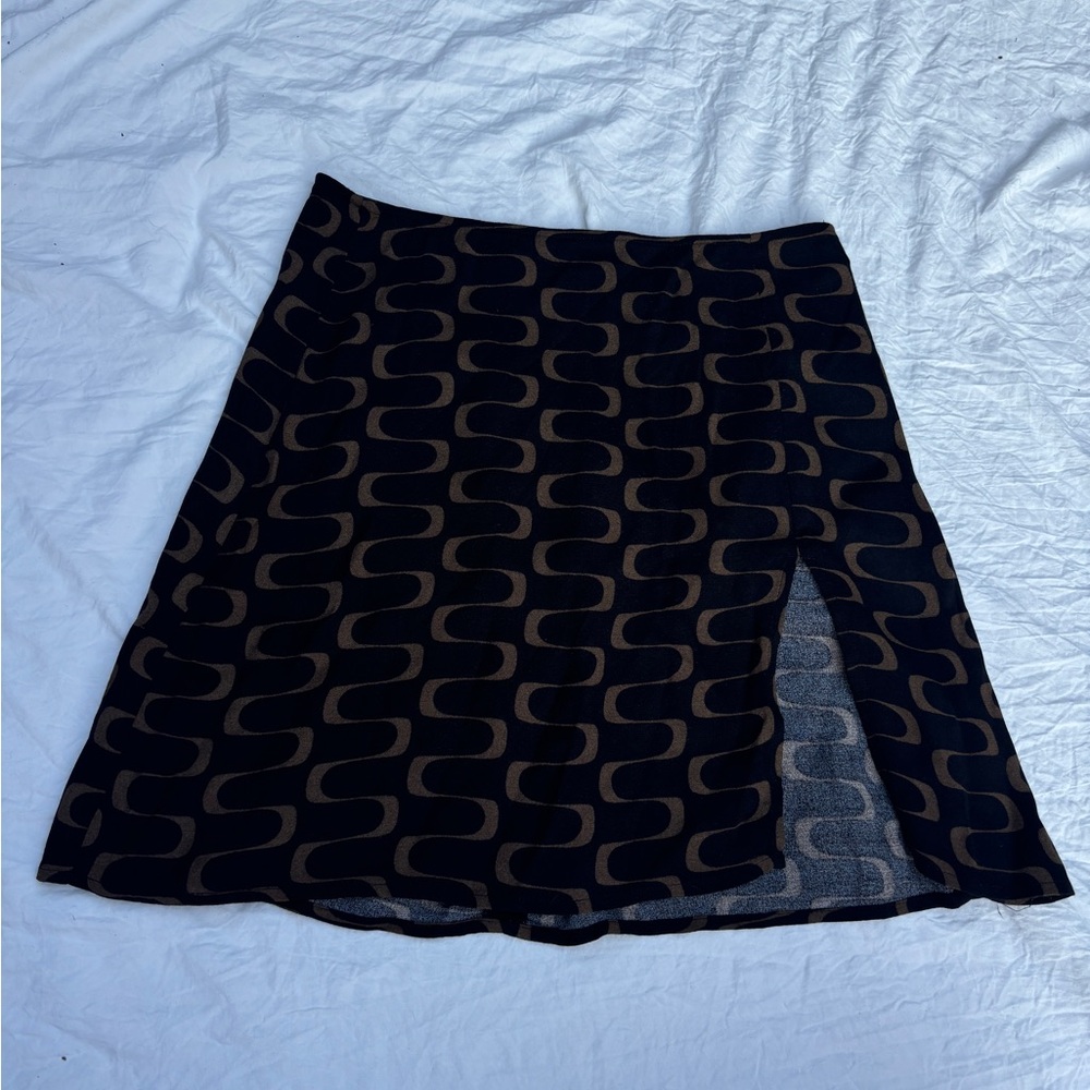 Reformation Black and Brown Midi Skirt